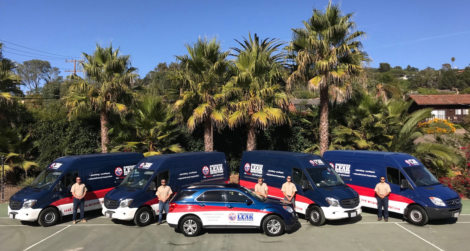 Fleet Photos American Leak Detection Santa Barbara Fleet Of Trucks